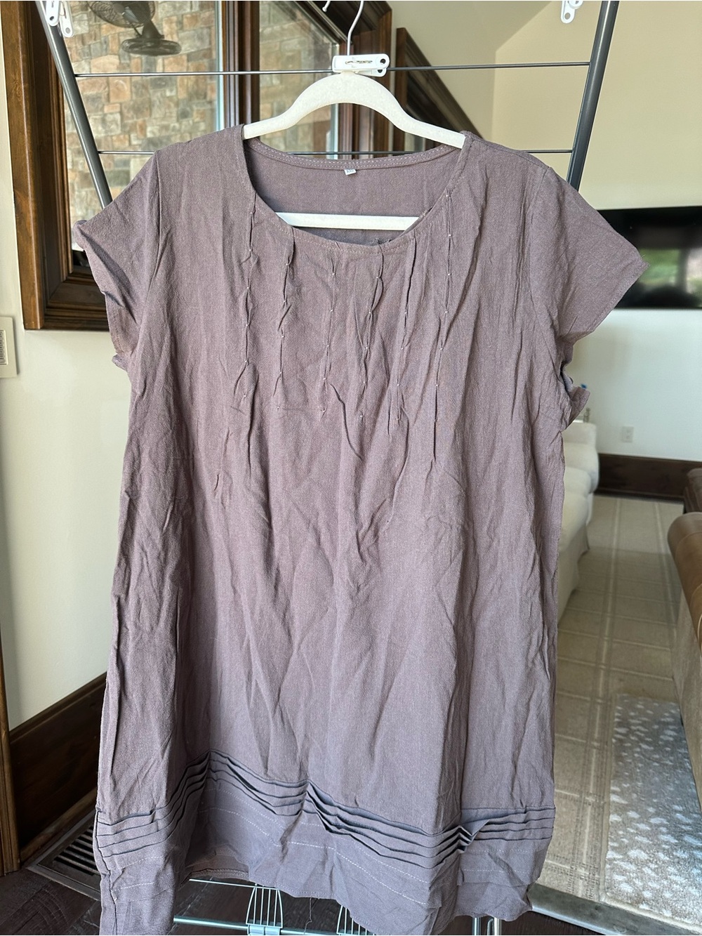 Women's Brown Relaxed Short-Sleeve dress